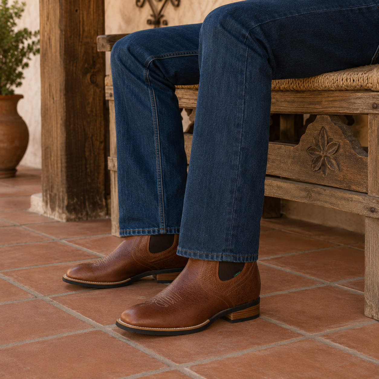 Botin vaquero bulldog suela de hule