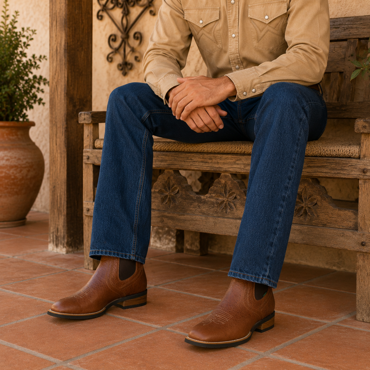 Botin vaquero bulldog suela de hule
