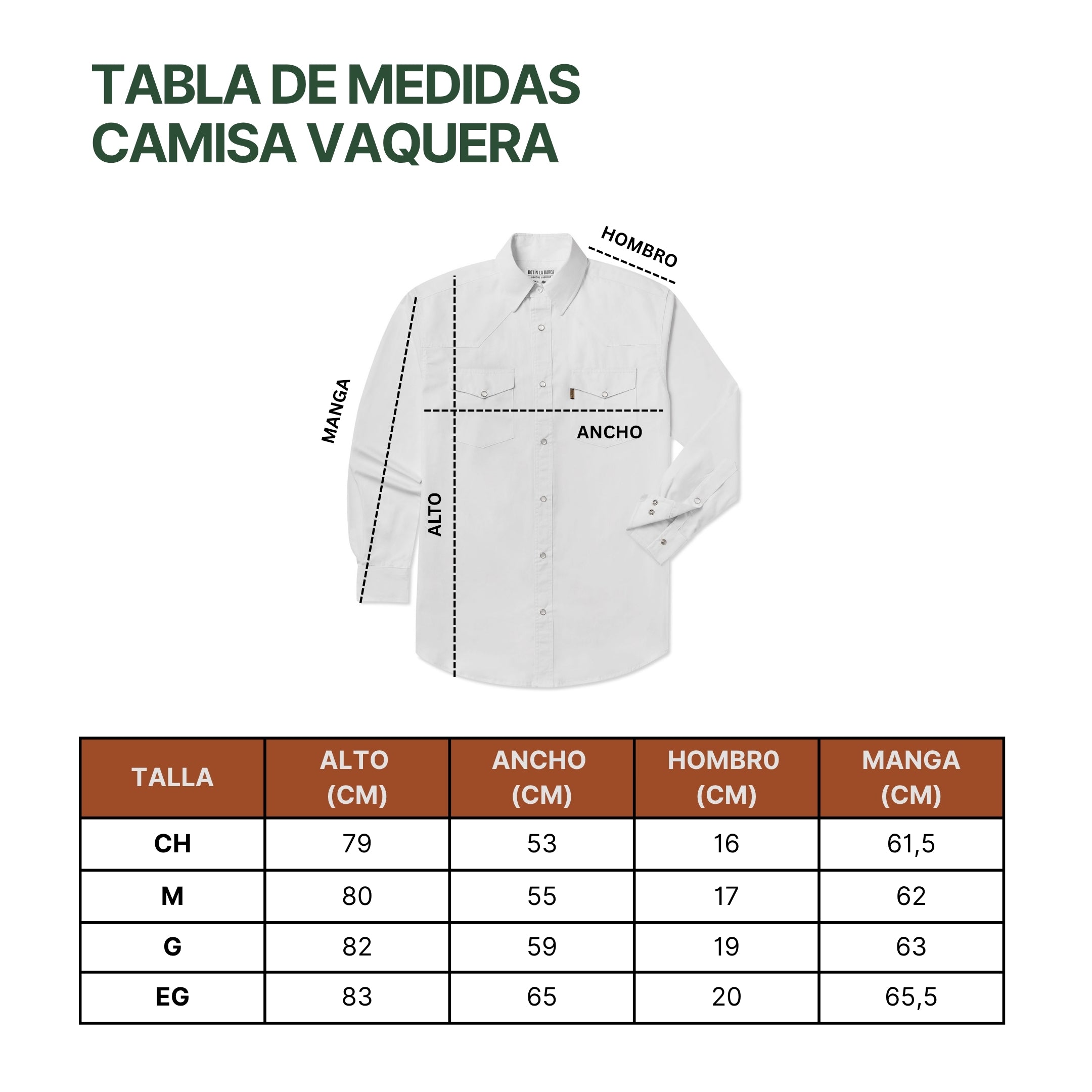 Camisa Vaquera para Hombre Blanca