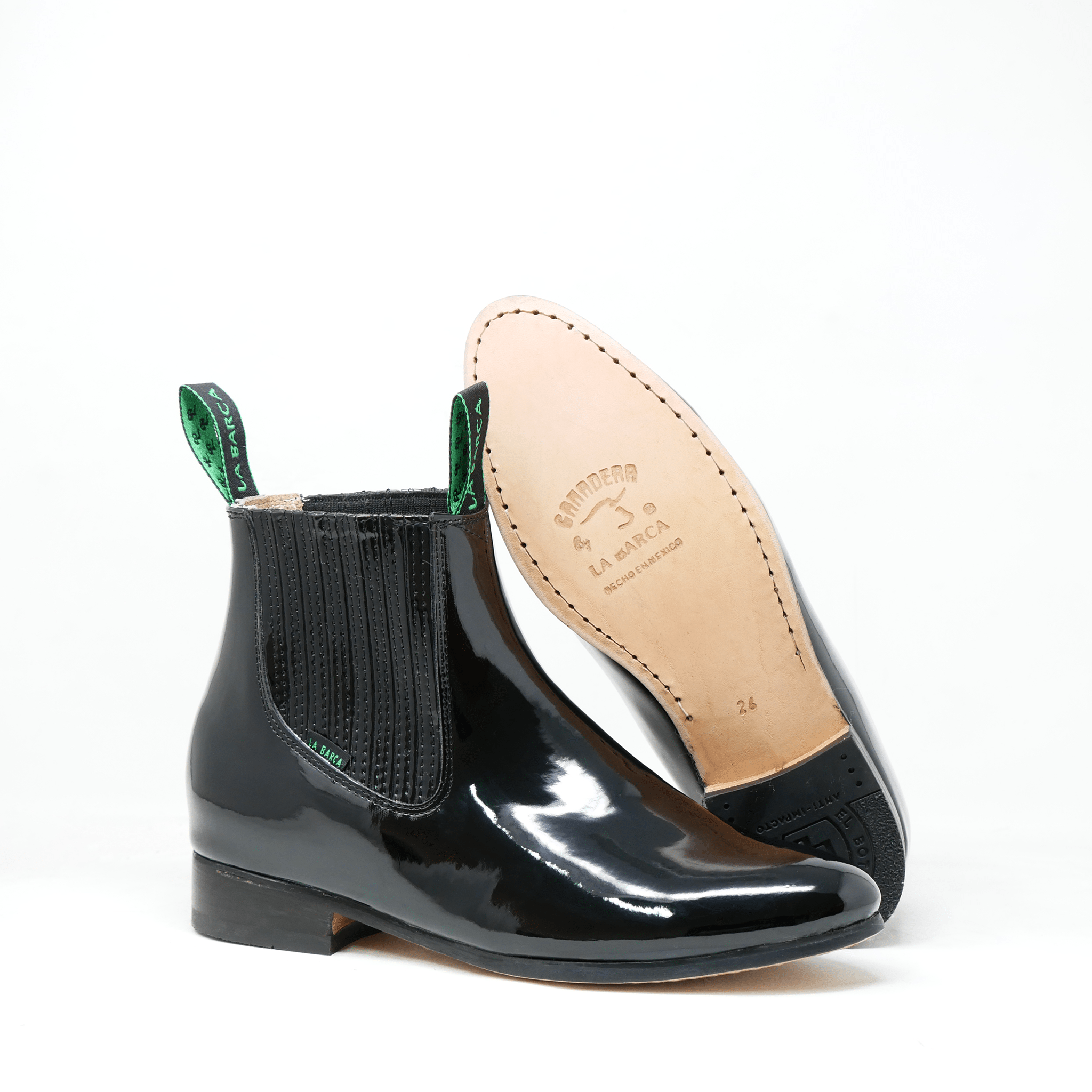 Botín de Charol Suela de Cuero - Botín La Barca