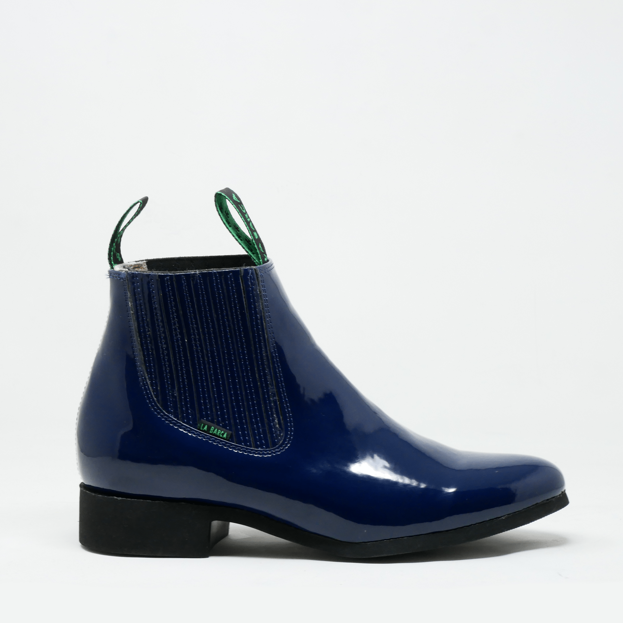 Botín charro de charol con suela de hule color Azul Marino - Botín La Barca