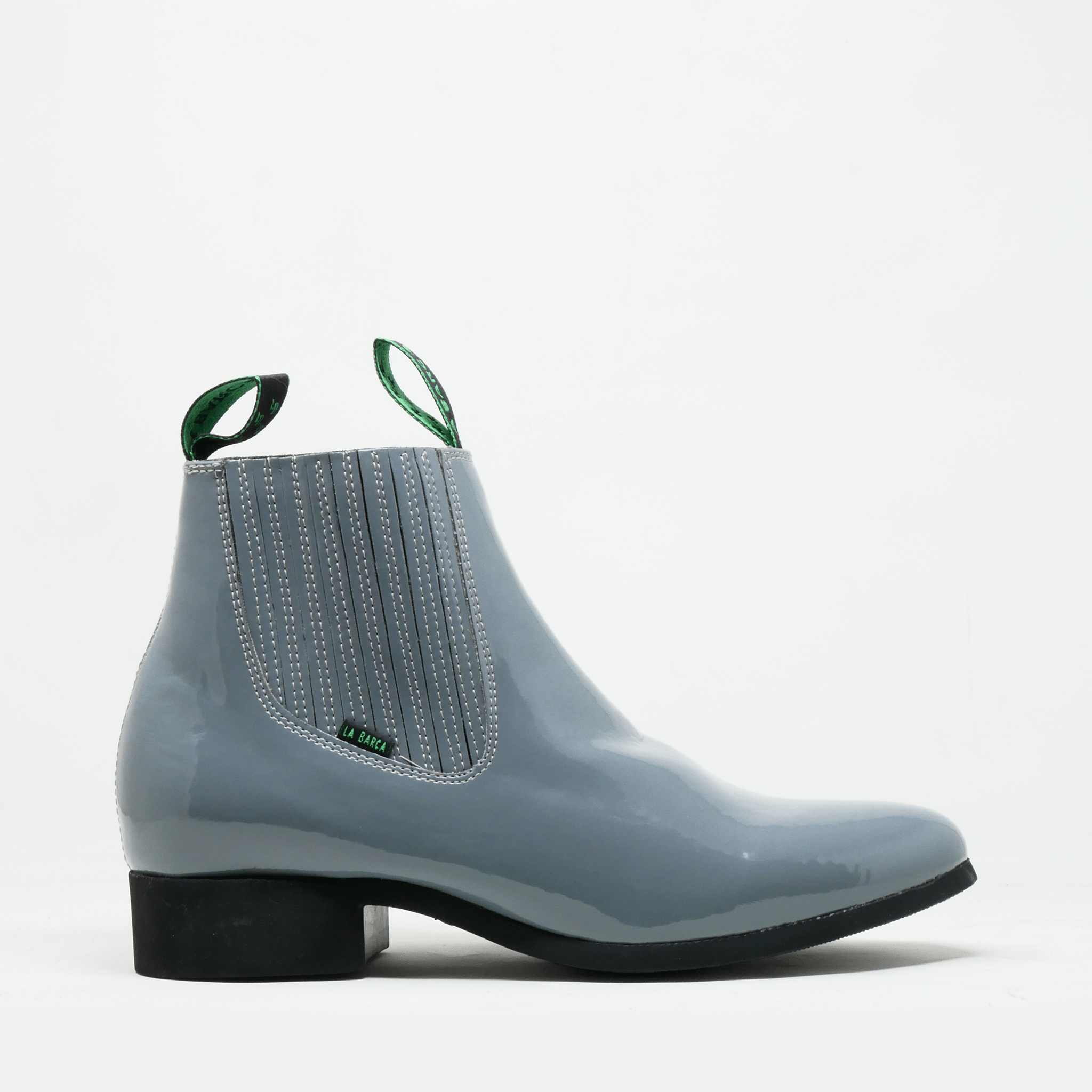 Botín charro de charol con suela de hule color gris - Botín La Barca